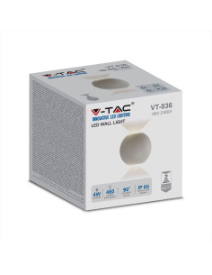 V-TAC 6W Стенна Лампа Бяла Кръг IP65 Две Посоки 3000К - 218301 - Цена | LEDs4economy 2