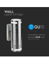 V-TAC Фасадно Тяло за Стена GU10 Сатен Никел Две Посоки IP44 - 7504 - 4