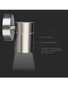 V-TAC Фасадно Тяло за Стена GU10 Сатен Никел Една Посока IP44 - 7501 - 2