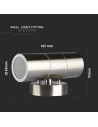 V-TAC Фасадно Тяло за Стена GU10 Сатен Никел Две Посоки IP44 - 7500 - 8