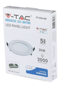 V-TAC 24W LED Панел Premium SAMSUNG Чип Кръг 3000K - 724 - Цена | LEDs4economy 2