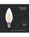 V-tac LED Крушка - 6W Filament E14 Кендъл 3000К 130LM/W 212848 - 2