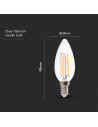 V-tac LED Крушка - 6W Filament E14 Кендъл 3000К 130LM/W 212848 - 3