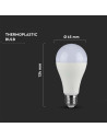 V-tac LED Крушка - 15W E27 A65 Термо Пластик 6500K 214455 - 3