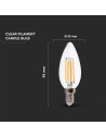 V-tac LED Крушка - 5.5W Filament E14 Димиращ Кендъл 3000К 7806 - 5