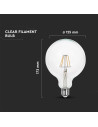 V-tac LED Крушка - 12W Filament E27 G125 6500K 217455 - 5