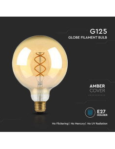 V-tac LED Крушка - 4.8W Filament E27 G125 Амбър 1800К 217216 - Цена | LEDs4economy 2