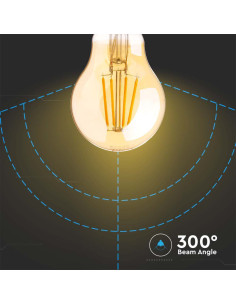 V-tac LED Крушка - 12W Filament E27 A60 Амбър 2200К 217457 - Цена | LEDs4economy 2