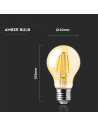 V-tac LED Крушка - 12W Filament E27 A60 Амбър 2200К 217457 - 3