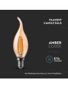 V-tac LED Крушка - 4W Filament E14 Кендъл Амбър 2200K 217114 - 2