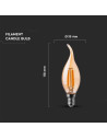 V-tac LED Крушка - 4W Filament E14 Кендъл Амбър 2200K 217114 - 6