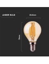 V-tac LED Крушка - 4W Filament E14 P45 Амбър 2200К 214499 - 2