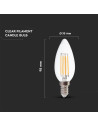 V-tac LED Крушка - 4W Filament E14 Кендъл 4000K 214413 - 2
