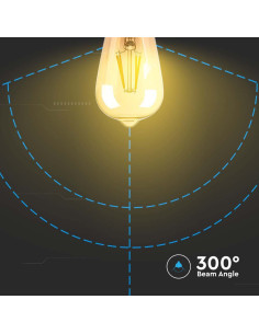 V-tac LED Крушка - 4W Filament E27 ST64 Амбър 2200K 214361 - Цена | LEDs4economy 2
