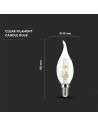 V-tac LED Крушка - 4W Filament E14 Кендъл Пламък 3000K 214302 - 4