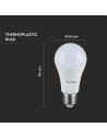 V-tac LED Крушка - 8.5W E27 A60 Термо Пластик 6400K 217262 - 6