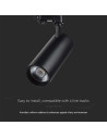 V-TAC 30W LED COB Релсов Осветител 3 в 1 Черно Тяло - 8842 - 8