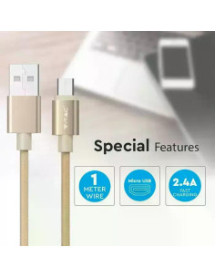 V-TAC 1м. Микро USB Кабел Злато Серия "Platinum" - 8490 - Цена | LEDs4economy 2