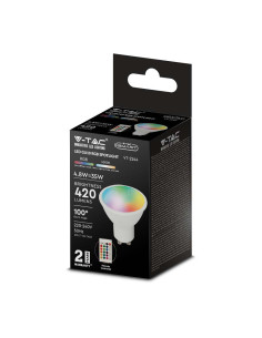 V-TAC LED Крушка GU10 5.5W Дистанционно RGB+3000K Димираща - 2927 - Цена | LEDs4economy 2