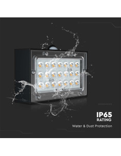 V-TAC 3W LED Соларна Стенна Лампа със Сензор 4000K+3000K Черна - 10305 - Цена | LEDs4economy 2