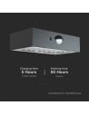 V-TAC 3W LED Соларна Стенна Лампа със Сензор 4000K+3000K Черна - 10305 - 8