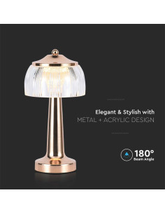 V-TAC LED Настолна Лампа 1800mAH Батерия 13.5x26.5 Злато 3000-6500 - 7938 - Цена | LEDs4economy 2