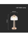 V-TAC LED Настолна Лампа 1800mAH Батерия 13.5x26.5 Злато 3000-6500 - 7938 - 5