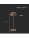 V-TAC 2W LED Настолна Лампа Бежово IP54 3000 - 6821 - 7