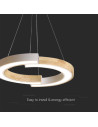 V-TAC LED Осветител 32W Висящ (43x100) 3000К Бяло Тяло С Дърво - 10090 - 4