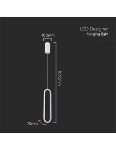 V-TAC 13W LED Висяща Лампа 40CM 3000 Бяло Тяло - 10074 - Цена | LEDs4economy 2