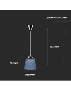 V-TAC 7W Пендел 4000а Светлина Тяло Хром Син Абажур - 8506 - Цена | LEDs4economy 2