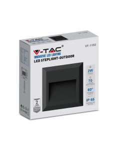 V-TAC 2W LED Осветление за Стъпала Черно Тяло Квадрат 3000К - Цена | LEDs4economy 2
