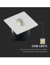 V-TAC 3W LED Луна за Стена Квадрат 3000К - 5