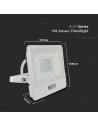 V-TAC 20W LED Прожектор PIR Сензор SAMSUNG Чип Бяло Тяло 4000K 1М Кабел - 20296 - 4