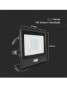 V-TAC 30W LED Прожектор PIR Сензор SAMSUNG Чип Черно Тяло 6400K 1М Кабел - 20288 - 6