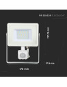 V-TAC 30W LED Прожектор Сензор SAMSUNG Чип Бяло Тяло 3000K - 457 - 3