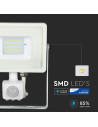 V-TAC 20W LED Прожектор Сензор SAMSUNG Чип Бяло Тяло 3000K - 448 - 4