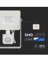 V-TAC 10W LED Прожектор Сензор SAMSUNG Чип Бяло Тяло 4000K - 434 - 4