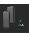 V-TAC 10000mah Външна Батерия 2A 30см Тип C Кабел Черно - 23036 - 7