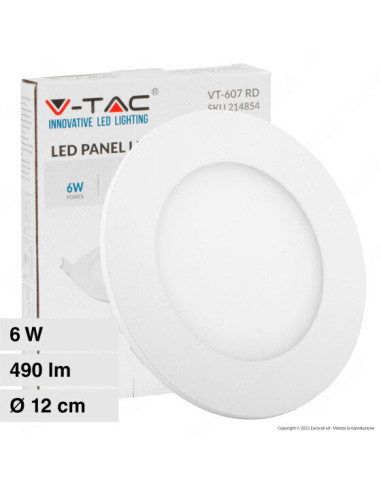 V-TAC 6W LED Premium Панел Кръг 3000K - 214854 | Leds4economy.com