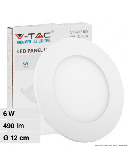 V-TAC 6W LED Premium Панел Кръг 3000K - 214854 | Leds4economy.com