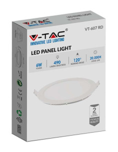 V-TAC 6W LED Premium Панел Кръг 3000K - 214854 - Цена | LEDs4economy 2