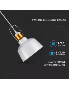 V-TAC Алуминиев Абажур Светло Бял - 3729 - Цена | LEDs4economy 2