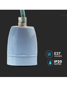 V-TAC Пендел Порцеланова Фасунга E27 Син - 3806 - Цена | LEDs4economy 2