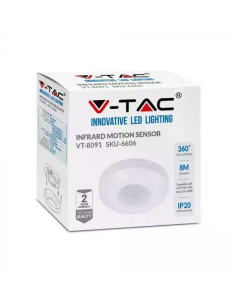 V-TAC Инфраред Датчик за Движение Таван Бял 360° Мини - 6606 - Цена | LEDs4economy 2