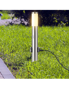 V-TAC Е27 Градинска Лампа 60cm PIR Сензор + 2 Контакта Неръждавейка Сатен Никел IP44 - 8977 - Цена | LEDs4economy 2