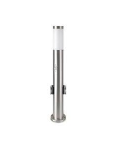 V-TAC Е27 Градинска Лампа 60cm PIR Сензор + 2 Контакта Неръждавейка Сатен Никел IP44 - 8977 - Цена | LEDs4economy