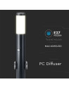 V-TAC Е27 Градинска Лампа 60cm PIR Сензор + 2 Контакта Неръждавейка Черен IP44 - 8979 - 4