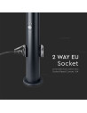 V-TAC Е27 Градинска Лампа 60cm PIR Сензор + 2 Контакта Неръждавейка Черен IP44 - 8979 - 6