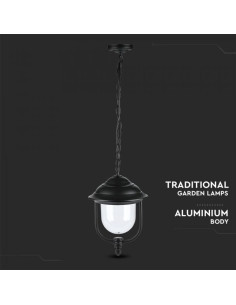 V-TAC Градински Фенер 1 x E27 Черен Висящ - 7529 - Цена | LEDs4economy 2